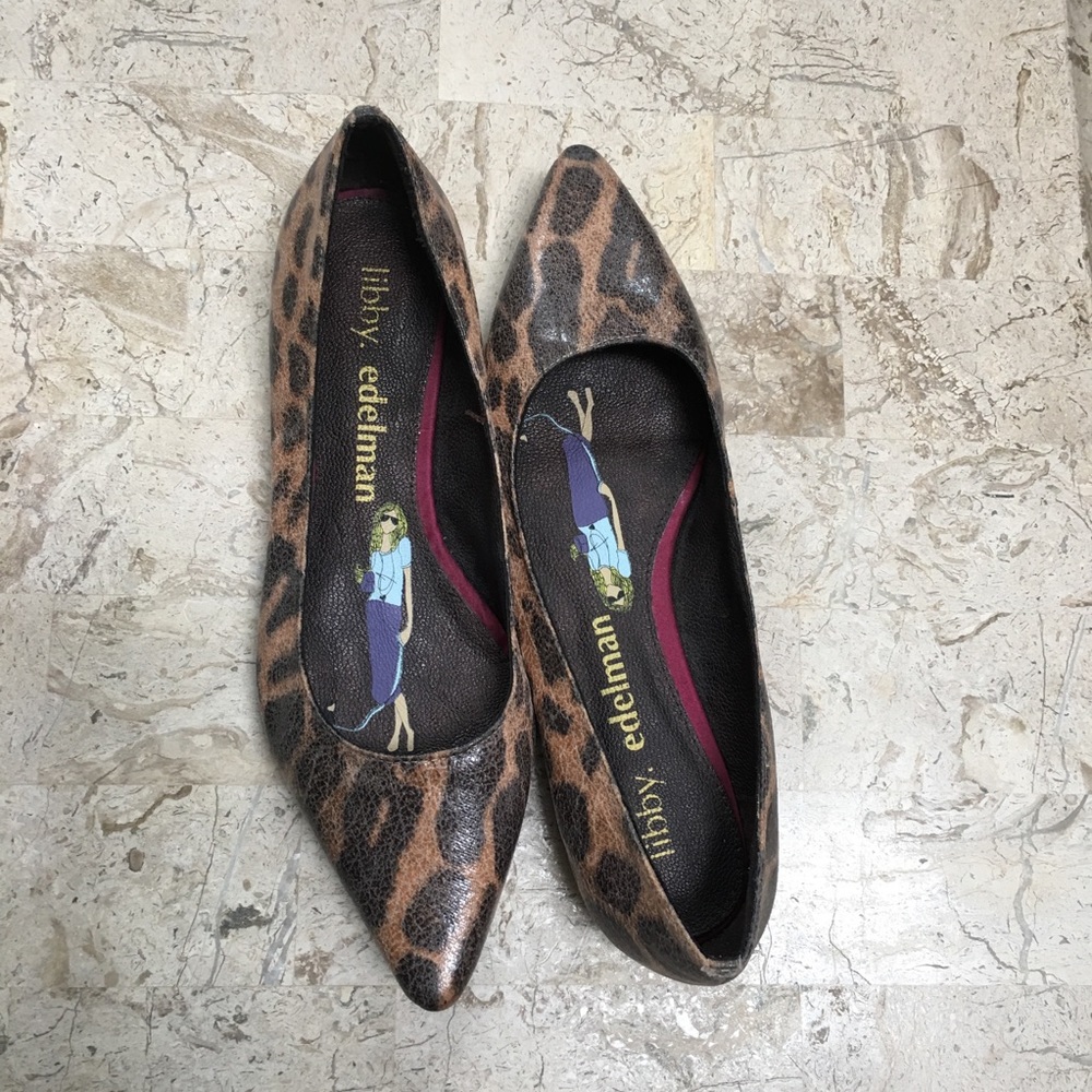 Libby. Edelman Pointed toe Low Heel Animal Print